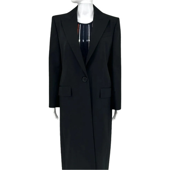 Givenchy Black Wool Gabrdine peaked lapel structured jacket/coat - Size 42